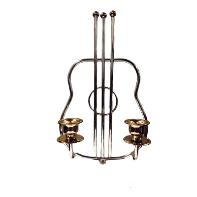 Double Harp Like Shabbat Candleholder 24K GOLD AND STERLING SILVER PLATED - BBL & Co.