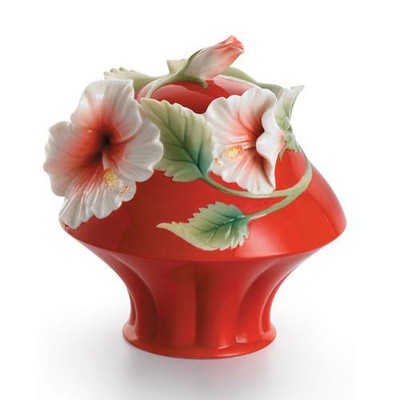 Franz Collection Island Beauty Hibiscus Design Sculptured Porcelain Sugar Jar with Cover FZ00981 - BBL & Co.