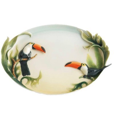 Franz Collection Paradise Calls Toucan Design Sculptured Oval Porcelain Tray FZ00403 - BBL & Co.