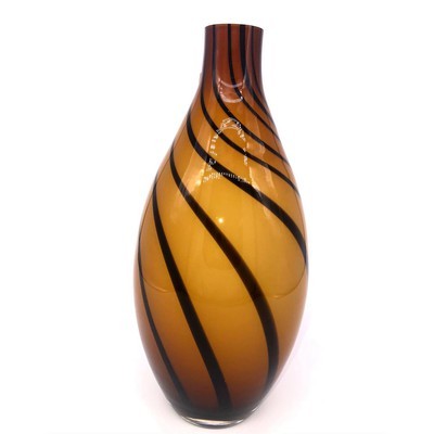 Tall Handblown Glass Tiger Striped Vase - BBL & Co.