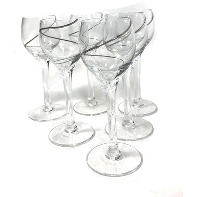 Contemporary Crystal  Clear  with Black Swirl  Wine Glasses Set of 6 - BBL & Co.