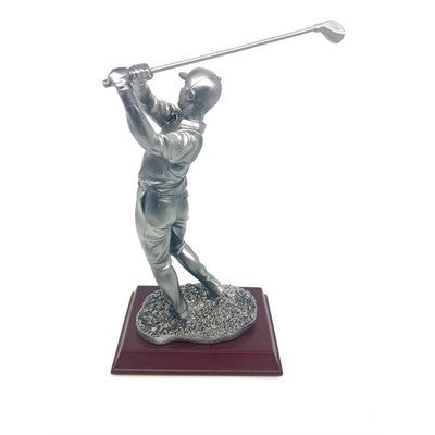 Hero Gift Golf Professional Silver Tone Golfer Figurine on Wooden Base - BBL & Co.