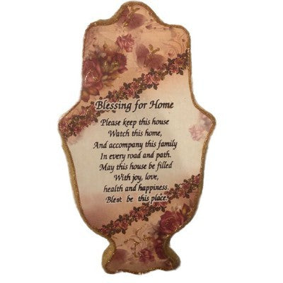 Home Blessing Wall Hanging Hamsa in English 9" x 5" - BBL & Co.