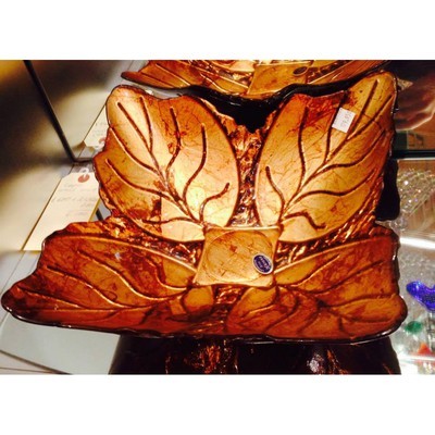 MURANO GOLD 4 PART LEAF CENTERPIECE - BBL & Co.