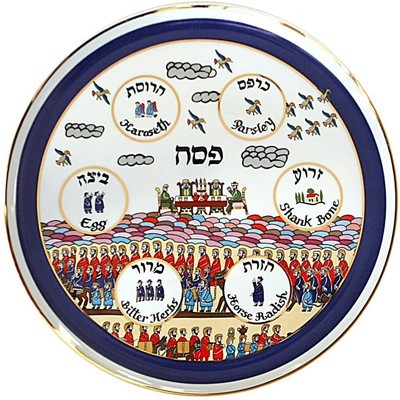 Porcelain Seder Plate Set of Safed Seder Plate Set 7 pieces Limited Edition Made in Israel - BBL & Co.