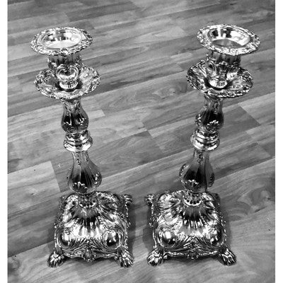 Extra Tall Silver Plated Shabbat Candlestick Holders - BBL & Co.