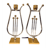 Pair of Harp Shabbat Candleholders Silver and Gold plated - BBL & Co.