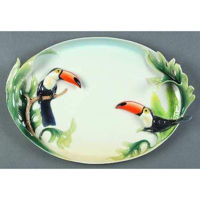 Franz Collection Paradise Calls Toucan Design Sculptured Oval Porcelain Tray FZ00403 - BBL & Co.